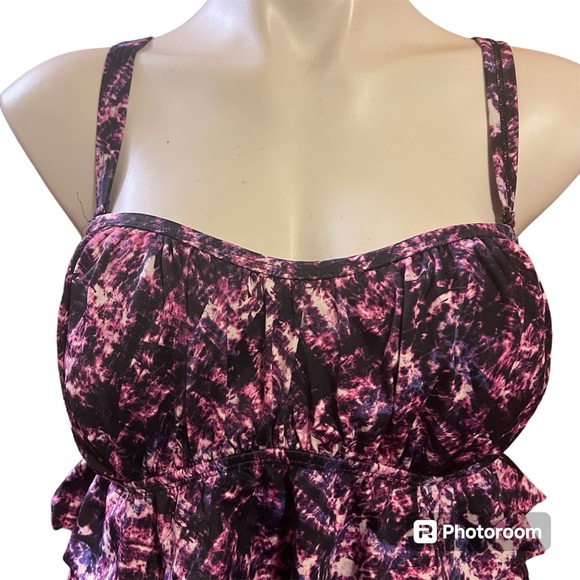 Torrid Wireless Tiered Flounce purple Tankini Top - Picture 4 of 9